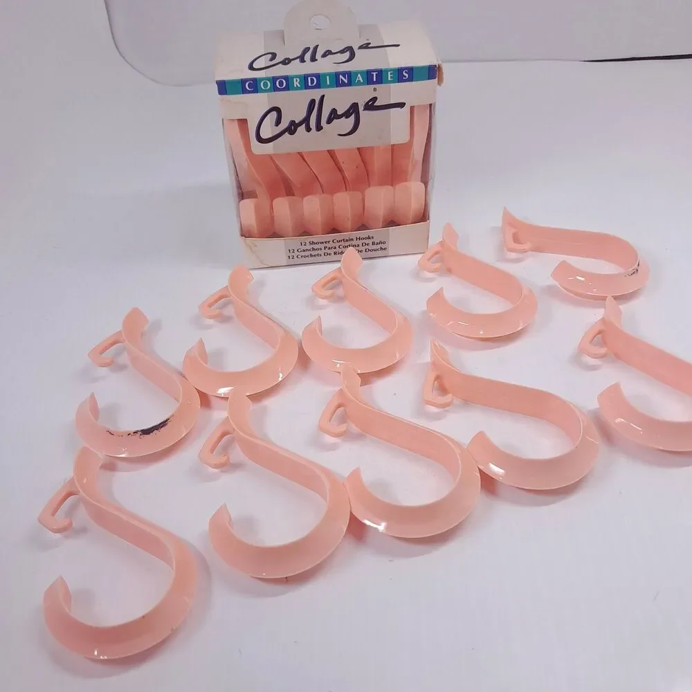 Vintage Collage Coordinates Shower Curtain Hooks Peach coral pastel orange 22